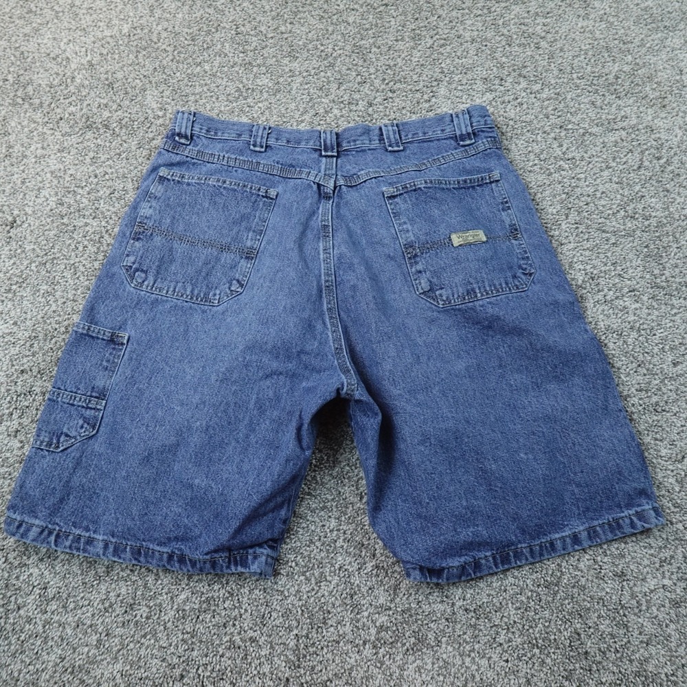Wrangler Shorts Mens 36 Dark Blue Denim Jean Jorts Carpenter Cargo Utility Work